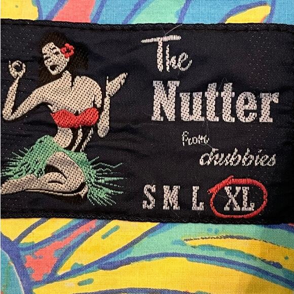 Chubbies The Nutter Mens XL Blue Yellow Hawaiian Print Short Sleeve Button Shirt - Picture 3 of 7